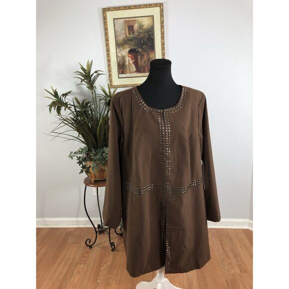 Ashro Women Jacket Coat Plus 20W Mob Wife Embellished Open Front Office Siren - Picture 1 of 9